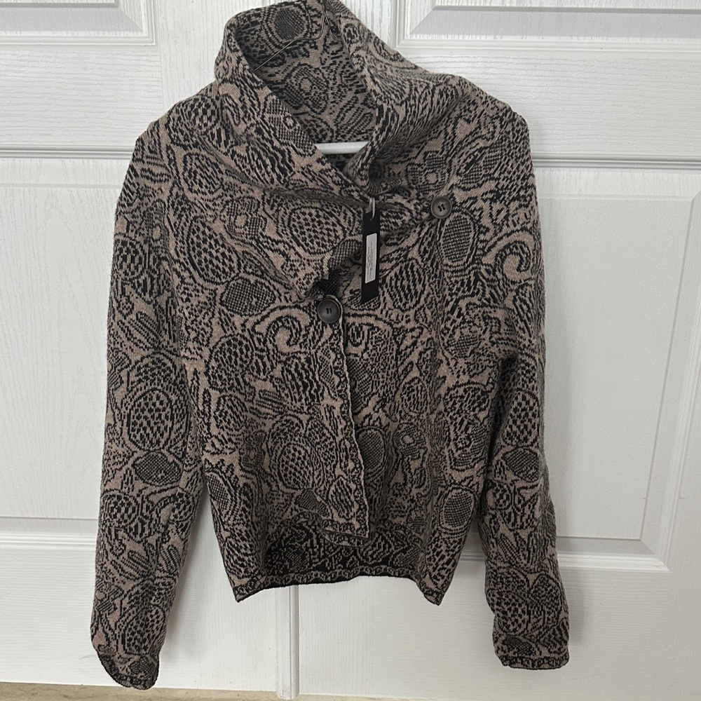 New w tags Italian designer Mary Patterned Button-Up Sweater